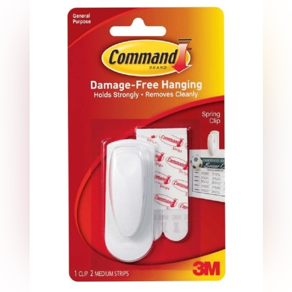 New Command Spring Clip 1 Clip And 2 Adhesive (6 Pack)